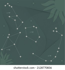 Cielo estrellado con constelaciones en tonos oscuros