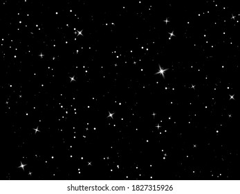 Starry sky. Dark night sky. Infinity space with shiny stars. Mystery dark Universe. Vector background