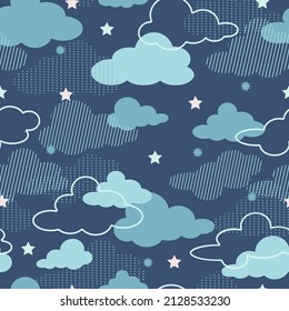Starry Sky Dreamy Night Vector Graphic Seamless Pattern can be use for background and apparel design