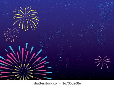 Starry sky and fireworks blue background material