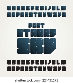Starry sky font, vector alphabet letters design.