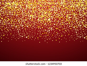 Starry sky. Gold glitter texture on a red background