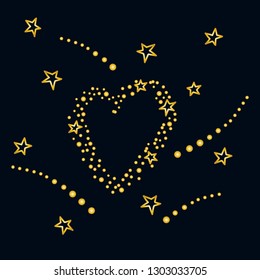 Starry sky,  the heart of the stars. Vector illustration