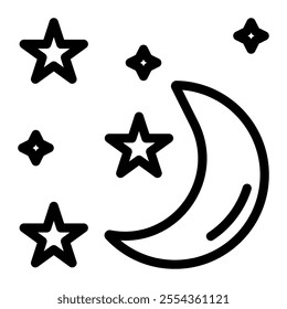 Starry sky icon line style transparent