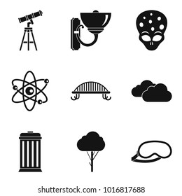 Starry sky icons set. Simple set of 9 starry sky vector icons for web isolated on white background