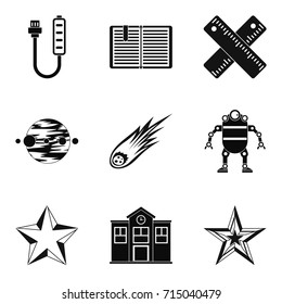 Starry sky icons set. Simple set of 9 starry sky vector icons for web isolated on white background