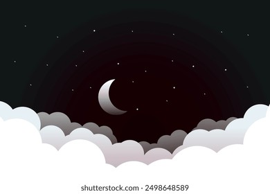 starry sky illustration vector night clouds