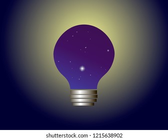 Starry sky inside the light bulb