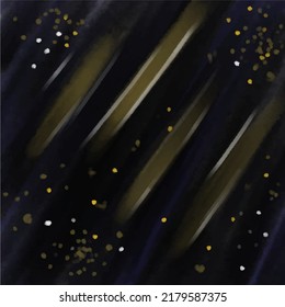 Starry sky, landscape, abstraction hand painted watercolor space galaxy, universe background