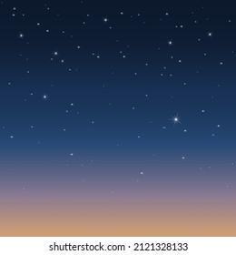 The starry sky melts in the rays of dawn