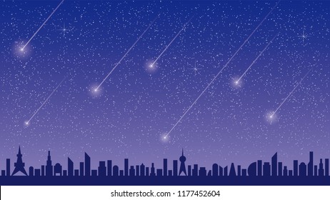 Starry Sky and Meteor