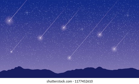 Starry Sky and Meteor