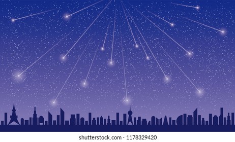 Starry Sky and Meteor