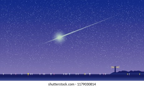 Starry Sky and Meteor