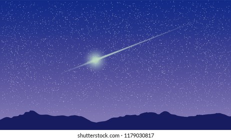 Starry Sky and Meteor