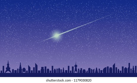 Starry Sky and Meteor