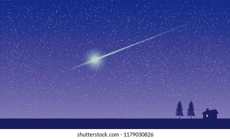 Starry Sky and Meteor