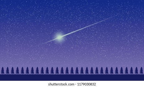 Starry Sky and Meteor