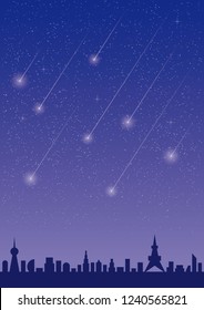 Starry Sky and Meteor