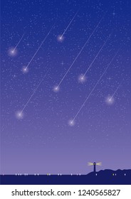 Starry Sky and Meteor
