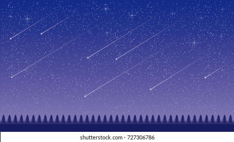 Starry sky and Meteor