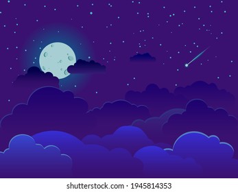 Starry Sky Moon Clouds Night Sky Stock Vector Royalty Free Shutterstock