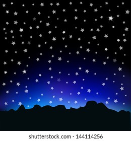 Starry sky and mountain landscape