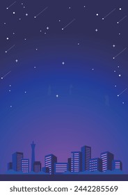 Starry sky and night cityscape