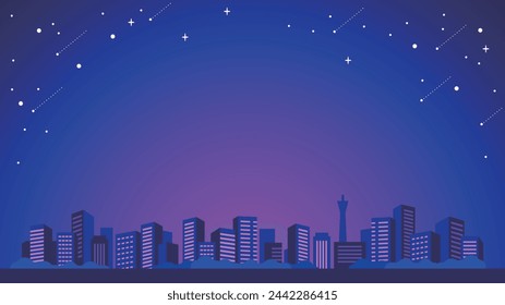 Starry sky and night cityscape