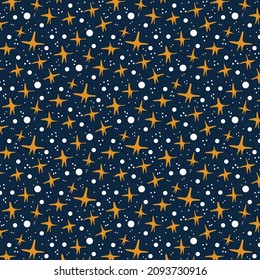 Starry sky nursery vector seamless pattern. Celestial Zodiac scandinavian design background