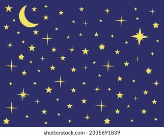 Starry sky on a blue background. Magic space sky, abstract ornament. EPS 10.