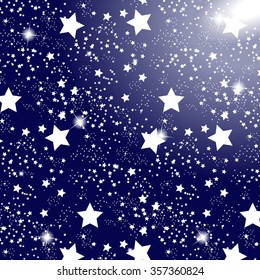 Starry Sky on Blue Background. Vector Illustration. EPS10