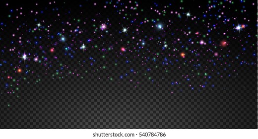 starry sky on a clear background. glitter particles background effect for luxury greeting rich card. Sparkling texture. Star dust sparks in explosion on transparent background.