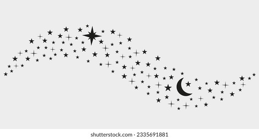 Sternenhimmel auf weißem Hintergrund. Magischer Weltraum Himmel, abstrakte Ornamente. EPS10.