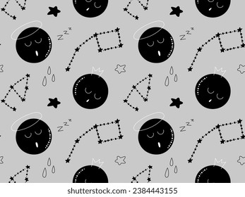 starry sky pattern with planets