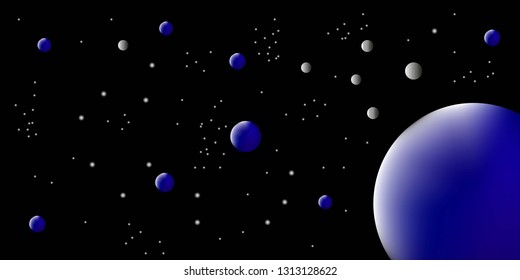 starry sky with planets on a black background