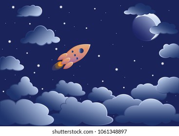 Starry sky and rocket