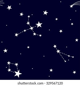 Starry sky. Seamless vector background. Pattern.