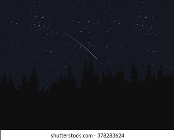 Starry sky And Shooting Stars. Milky Way. Vector Illustration