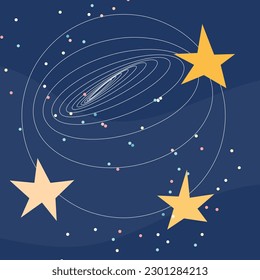 starry sky with stars, space,  flat vector background