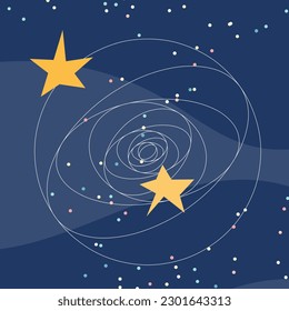 starry sky with stars, space,  flat vector background