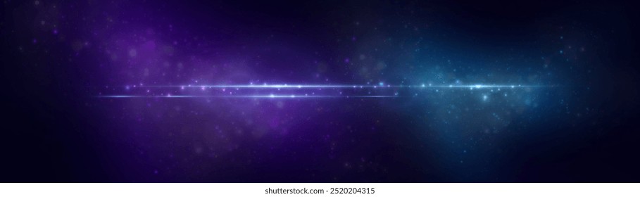 Céu estrelado com cintilação azul violeta. Via Látea com estrelas. Céu noturno com efeito de luz gradiente especial.	
