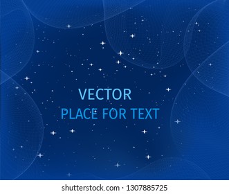 Starry sky with a  wireframe dynamic wave for text box Big data Vector illustration