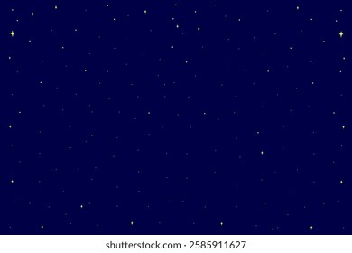 Starry space background. This illustration shows depth and vastness of galactic space. Infinity of multiverse. Dark blue and yellow colors are used. Fantasy and science.