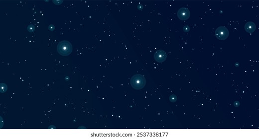 Starry space seamless pattern. Galaxy shiny stars fabric print, astronomy science starlight background or night sky wallpaper vector pattern. Universe starry pattern with glowing stars and comets