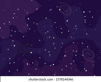 Starry Space Vector Background. Pixel Art. 8 Bit.  Stars.