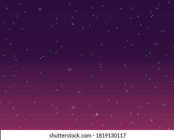 Starry space vector background. Pixel art. Pixel space. 8 bit. 