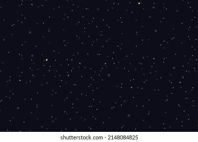 Starry space vector background. Pixel art. Pixel space 8 bit, dark background. 