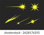 Starry Spark Vector Illustration of a Shooting Star set of gun flashes with fire sparkles
