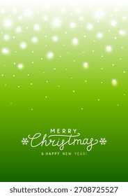 Starry sparkles on green background for Merry Christmas and New Year greeting card design 